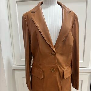 Brooks Brothers saddle brown Leather Blazer 10